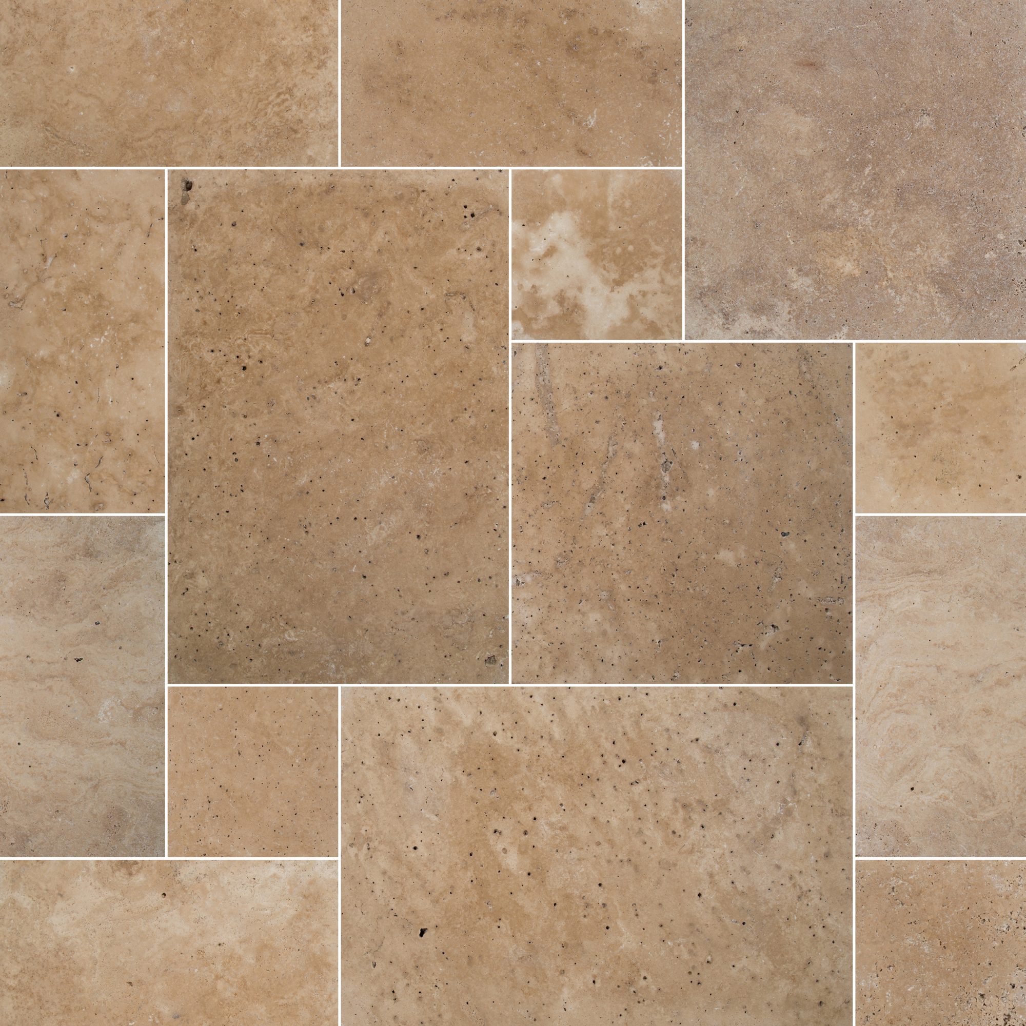 Ackland Marzana Dune Pattern Tumbled Travertine Paver Kit — 16 Sq. Ft., Beige, Model# NTE-LSC-146